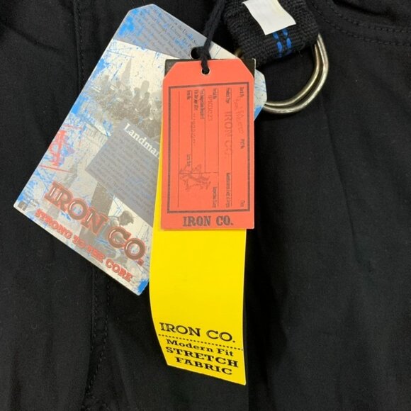 Iron Co Mens 34x32 Work Pants Black Slim Straight Stretch with Belt New - Picture 10 of 16